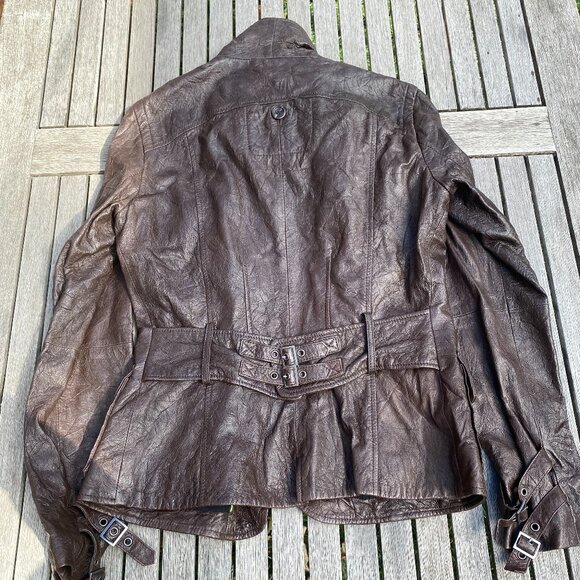 Danier Brown Distressed Leather Jacket | Size Small - Picture 10 of 16